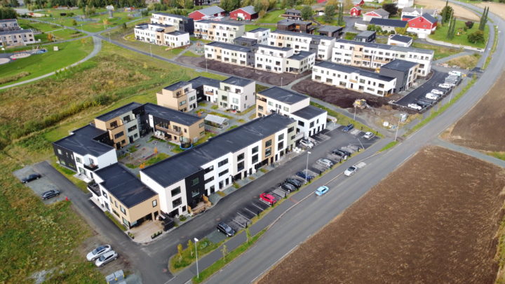 Dronebilde som viser nabolaget Tillerenga
